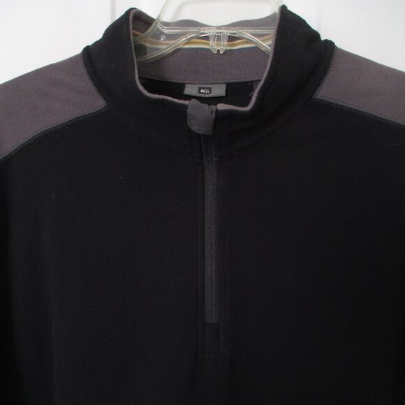 REI Mens L/S 1/4 Zip Black & Gray Fleece Sweater - Size XL - Picture 2 of 3